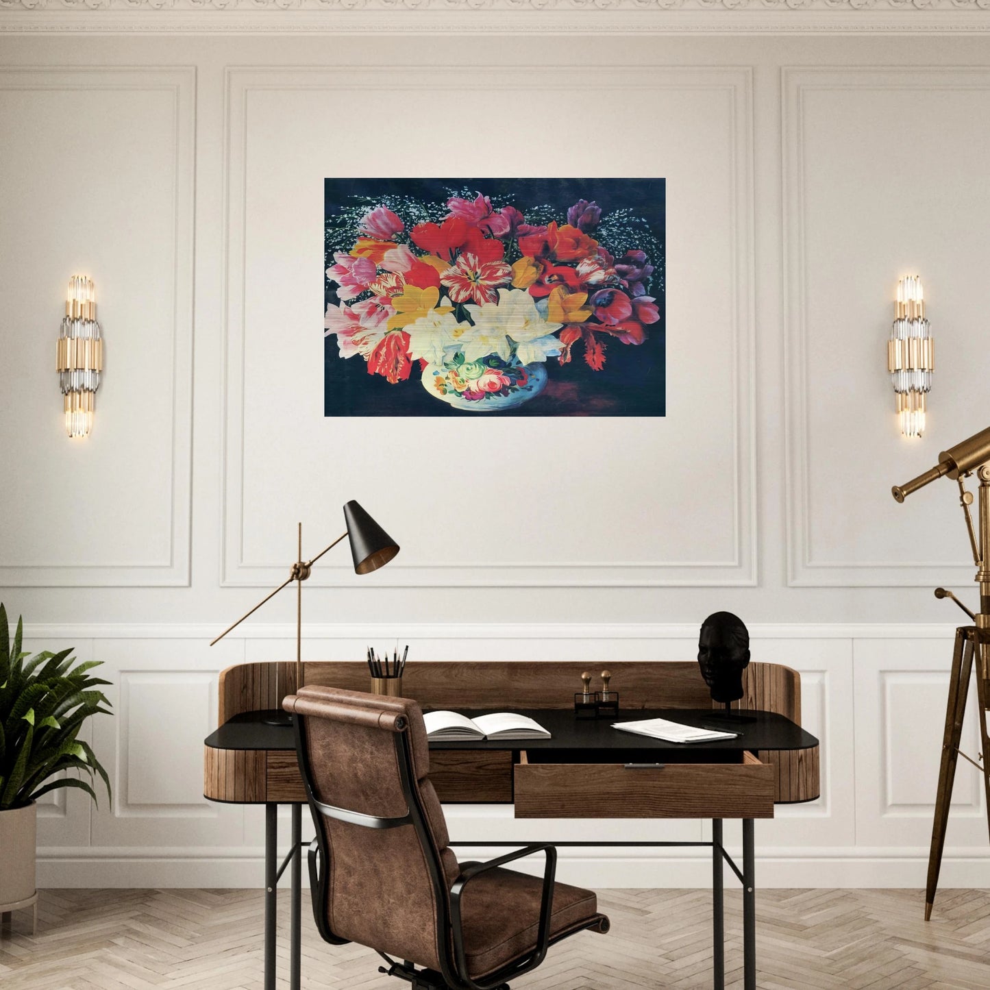 GRAND BOUQUET OF TULIPS 1952 - Moise Kisling Brushed Aluminum Print - 70x100 cm / 28x40 inches | Moise Kisling Aluminum Print | Moise Kisling Prints