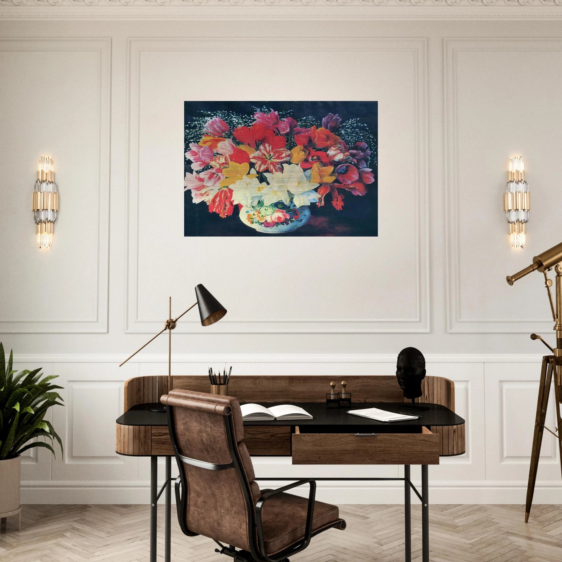 GRAND BOUQUET OF TULIPS 1952 - Moise Kisling Brushed Aluminum Print - 70x100 cm / 28x40 inches | Moise Kisling Aluminum Print | Moise Kisling Prints