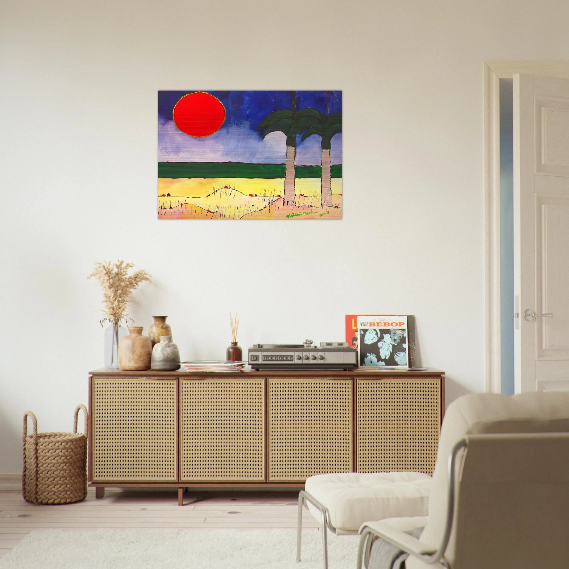 Marinha com Sol e Palmeiras - 2003 - Aldemir Martins Brushed Aluminum Print - 70x100 cm / 28x40 inches | Aldemir Martins Aluminum Print | Aldemir Martins Prints