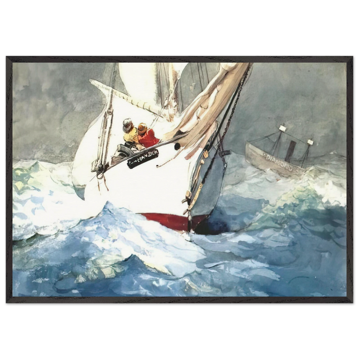 DIAMOND SHOAL - Winslow Homer 70x100 cm / 28x40 inches Framed Art Print – Black Wooden Frame
