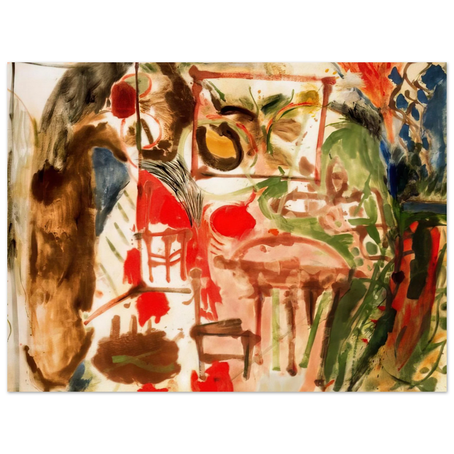 Helen Frankenthaler - Interior - 1957 Wall art - 45x60 cm / 18x24 inches - Premium Wooden Framed Poster With Fine Art Paper-canvas - White frame