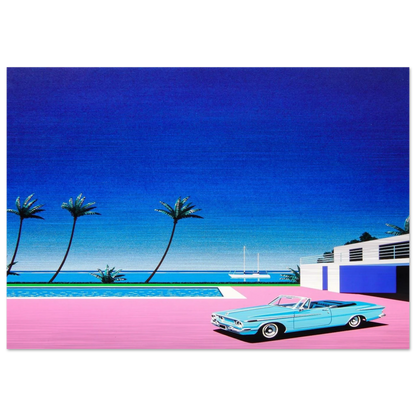 Pink Driveway - Hiroshi Nagai Brushed Aluminum Print - 70x100 cm / 28x40 inches | Hiroshi Nagai Aluminum Print | Hiroshi Nagai Prints