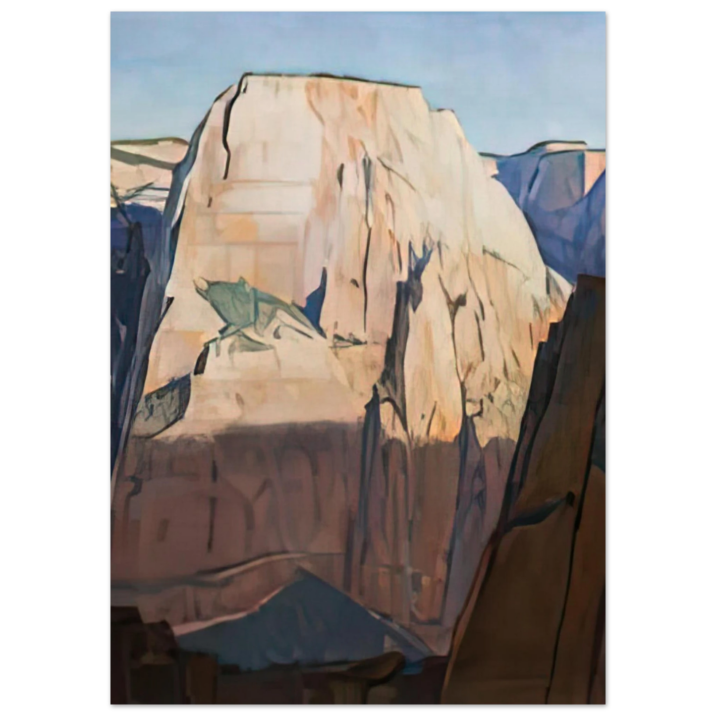 Maynard Dixon - GREAT WHITE THRONE ZION CANYON UTAH 1933 Wall art - 27x35 cm / 11x14 inches - Premium Wooden Framed Poster With Fine Art Paper-canvas - White frame