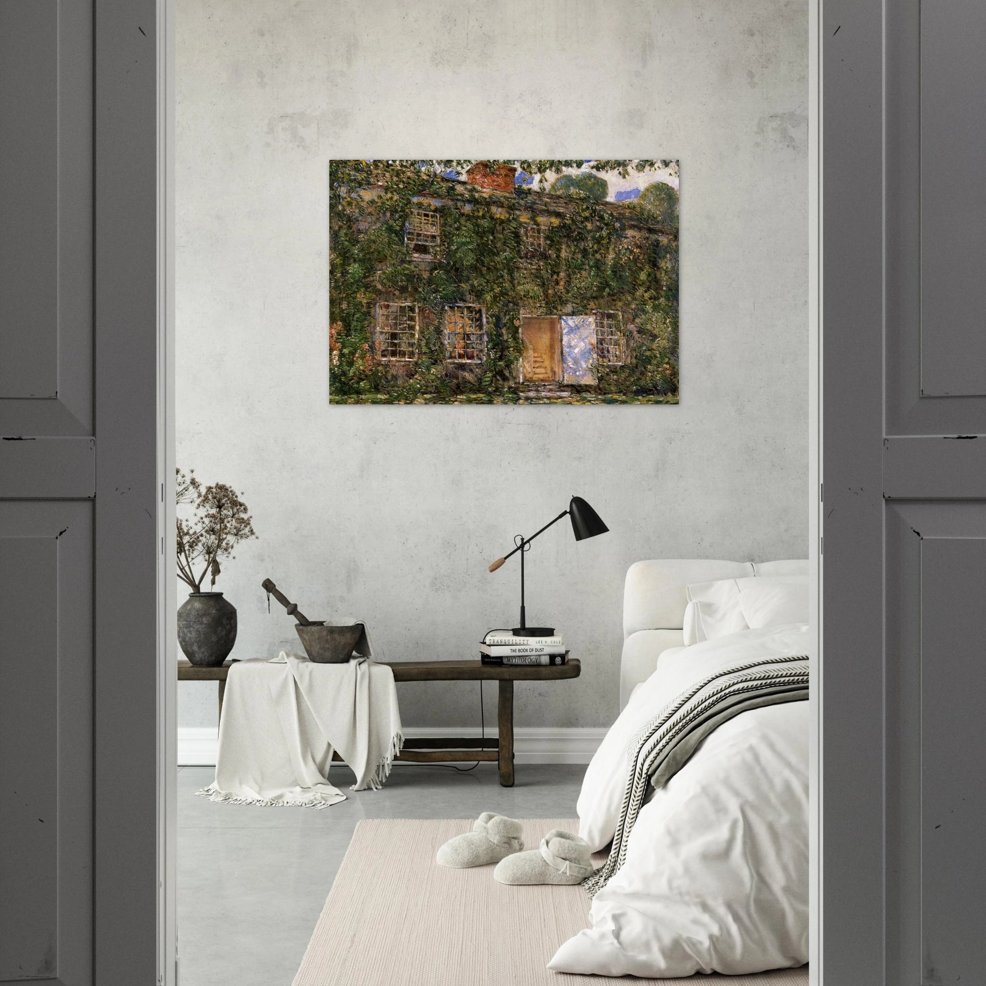 Home Sweet Home Cottage, East Hampton - Childe Hassam Brushed Aluminum Print - 70x100 cm / 28x40 inches | Childe Hassam Aluminum Print | Childe Hassam Prints