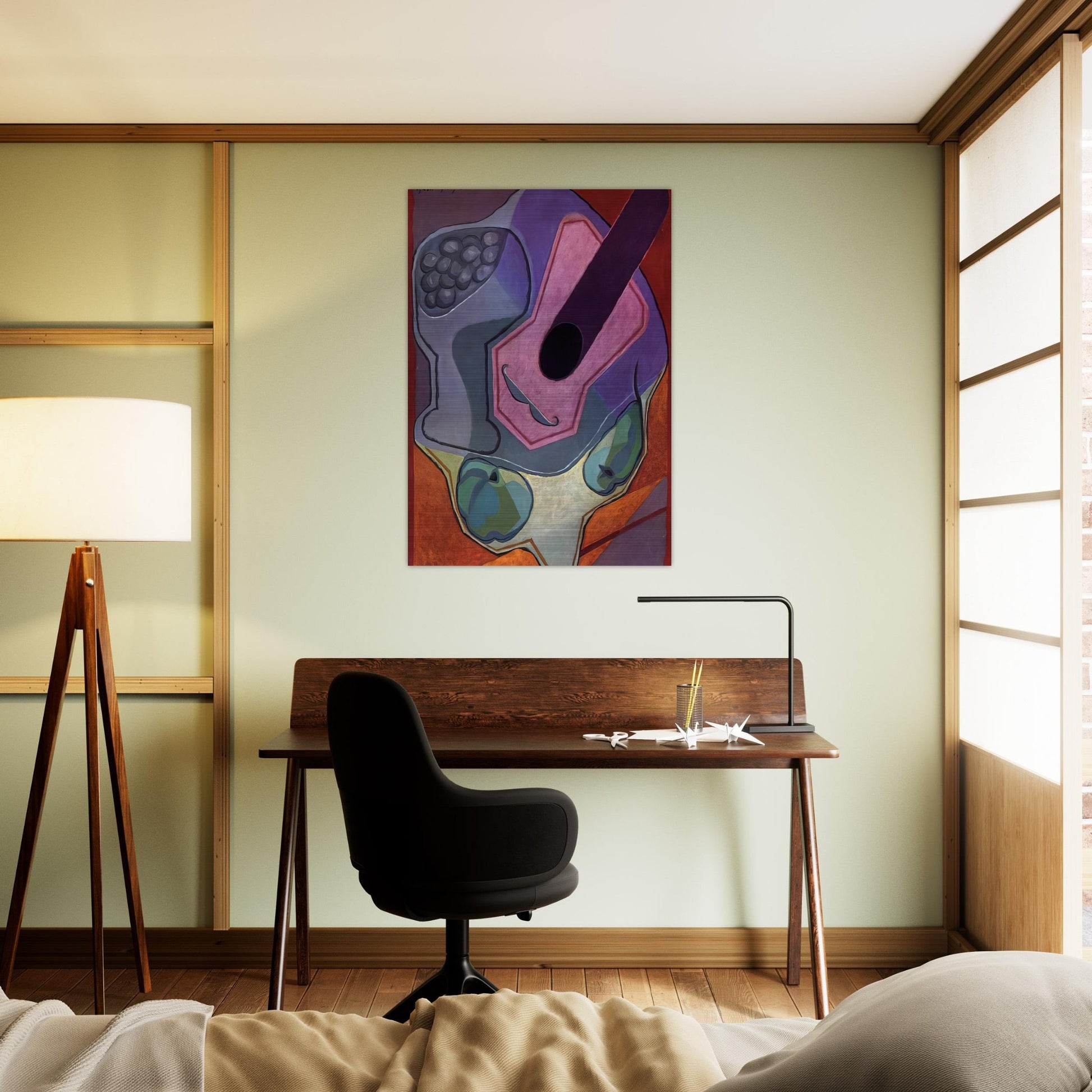 VIOLIN WITH FRUIT 1924 - Juan Gris Brushed Aluminum Print - 70x100 cm / 28x40 inches | Juan Gris Aluminum Print | Juan Gris Prints