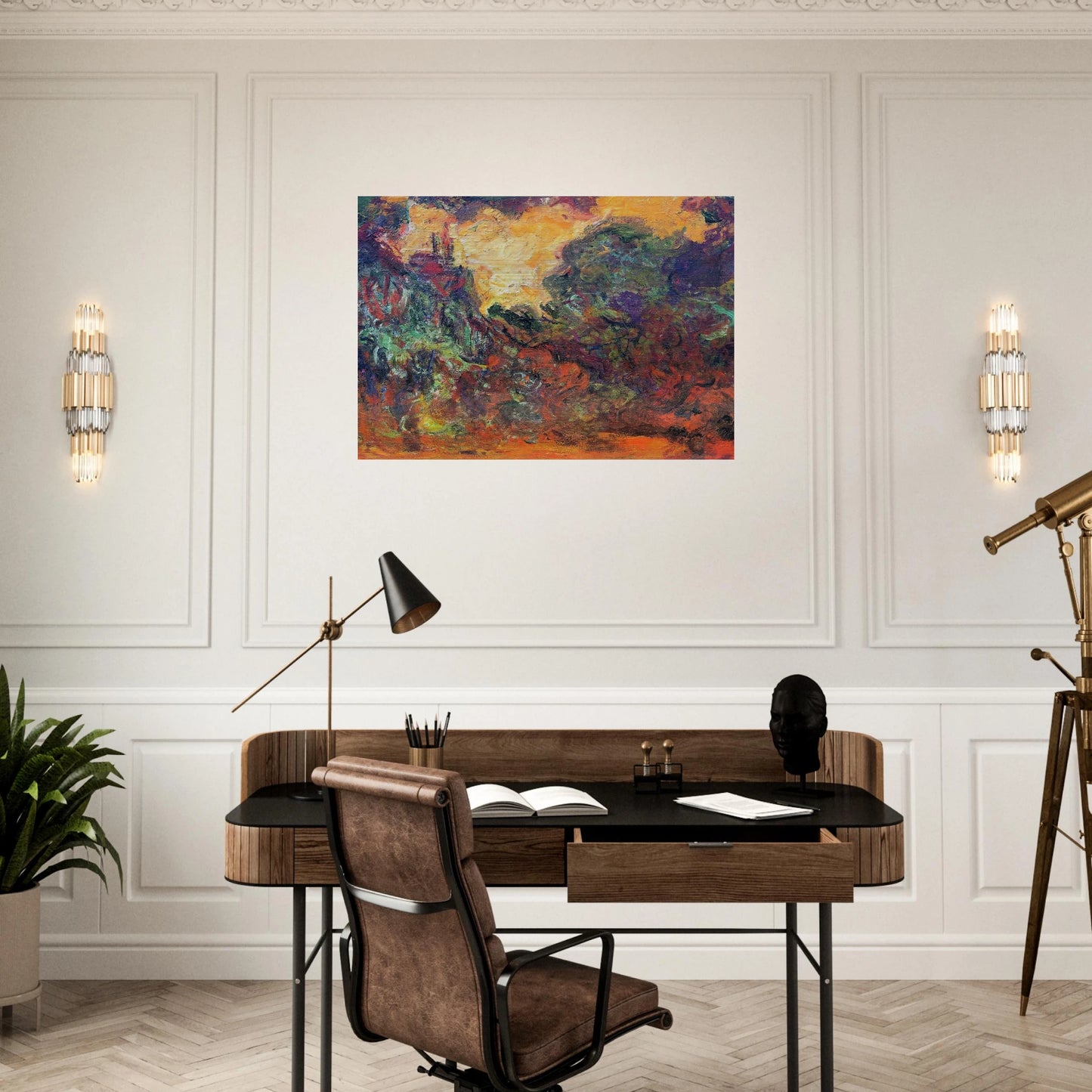 The Artist's House, View from the Rose Garden - claude monet Brushed Aluminum Print - 70x100 cm / 28x40 inches | claude monet Aluminum Print | claude monet Prints