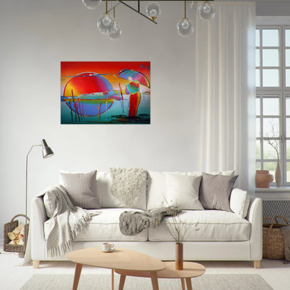 BUDDHA MOON MONK SUNRISE 1999 - Peter Max Brushed Aluminum Print - 70x100 cm / 28x40 inches | Peter Max Aluminum Print | Peter Max Prints