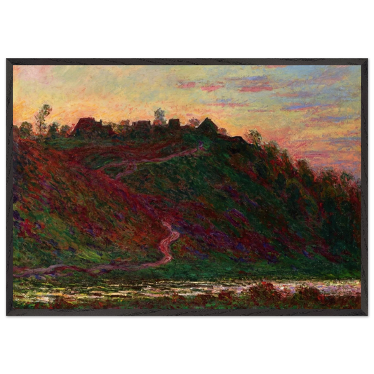 The Village of La Roche-Blond Sunset - claude monet 70x100 cm / 28x40 inches Framed Art Print – Black Wooden Frame
