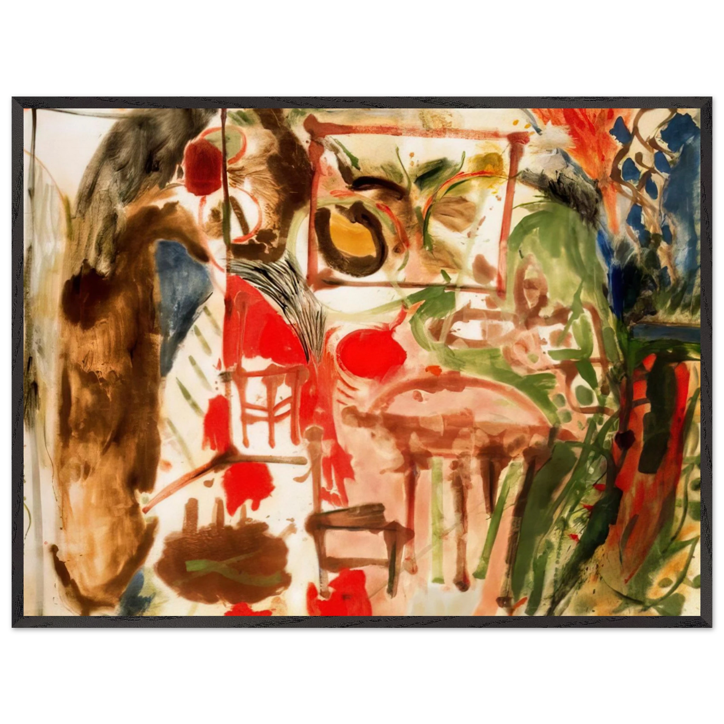 Helen Frankenthaler - Interior - 1957 Wall art - 28x43  cm / XL (11x17 inches) - Premium Wooden Framed Poster With Fine Art Paper-canvas - White frame