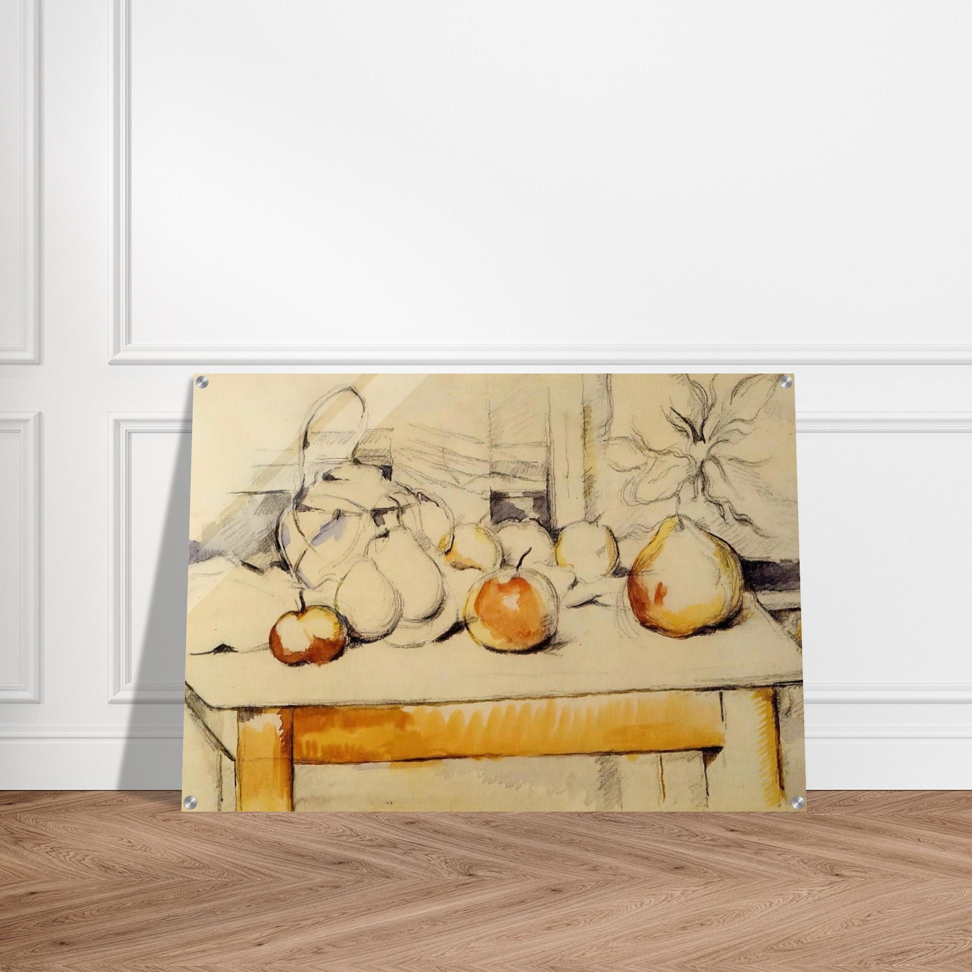Pot of Ginger and Fruits on a Table - Paul Cézanne Acrylic Print - 70x100 cm / 28x40″ inches