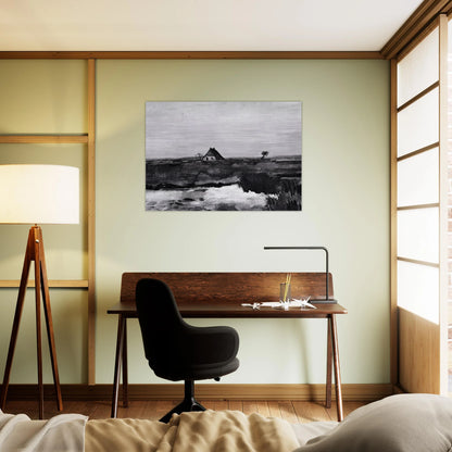 Landscape with a Farm - Vincent van Gogh Brushed Aluminum Print - 70x100 cm / 28x40 inches | Vincent van Gogh Aluminum Print | Vincent van Gogh Prints