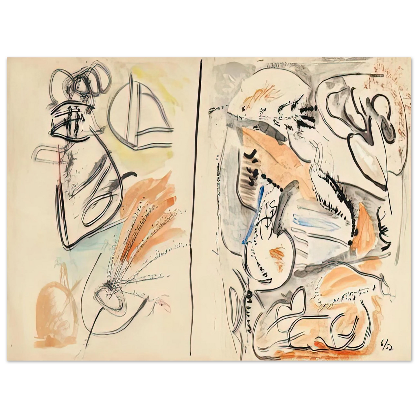 Helen Frankenthaler - Window Shade No. 2, 1952- Wall Art - 30x40 cm / 12x16 inches - Premium Wooden Framed Poster With Fine Art Paper-canvas - Black frame