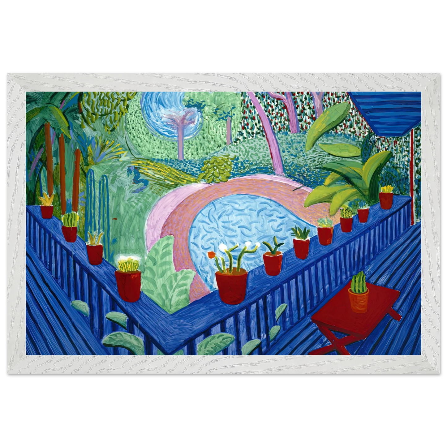 David Hockney - David Hockney Wall art - 70x100 cm / 28x40 inches - Premium Wooden Framed Poster With Fine Art Paper-canvas - White frame