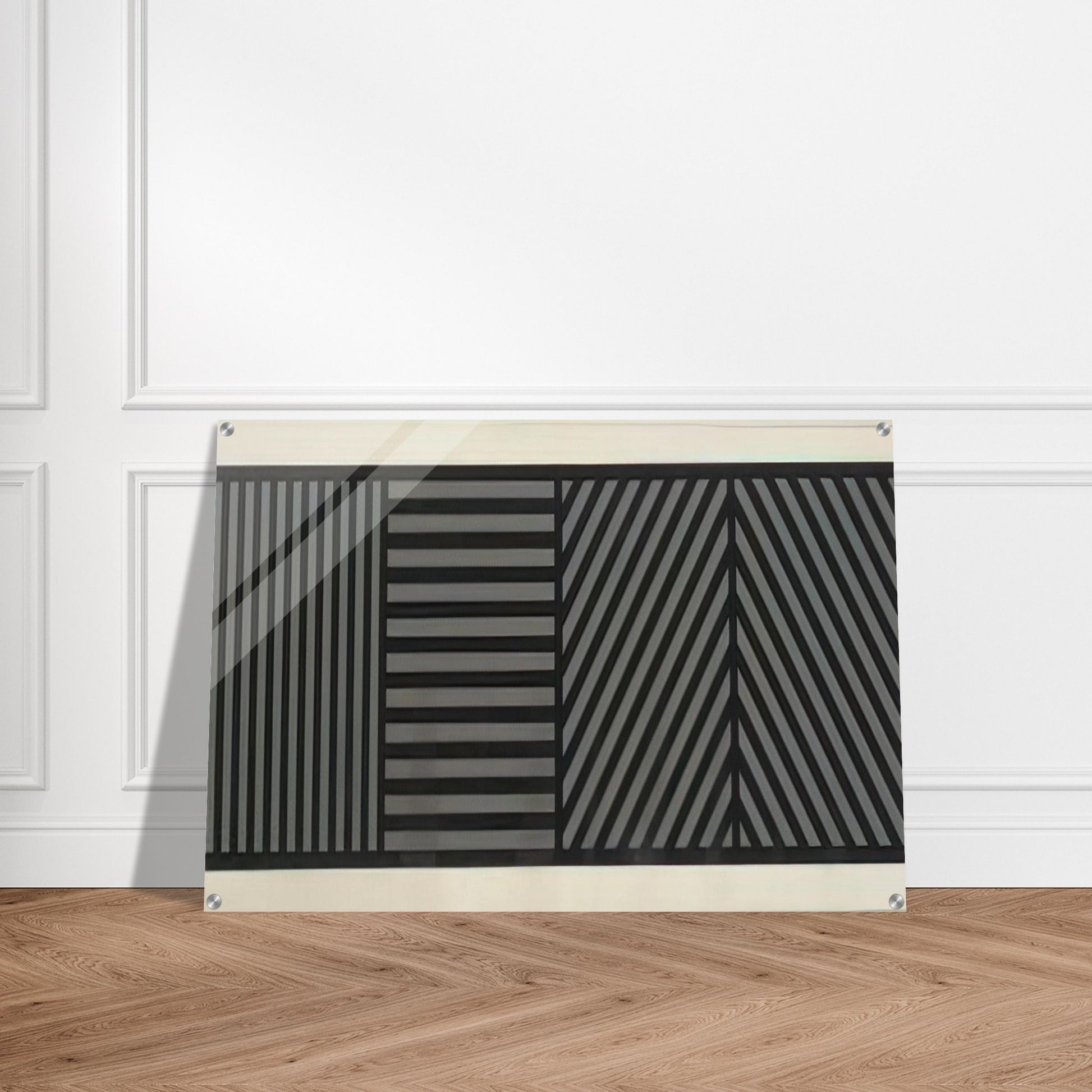 Bands of Lines One Inch Wide in Four Directions in Black and Gray - Sol LeWitt Acrylic Print - 70x100 cm / 28x40″ inches
