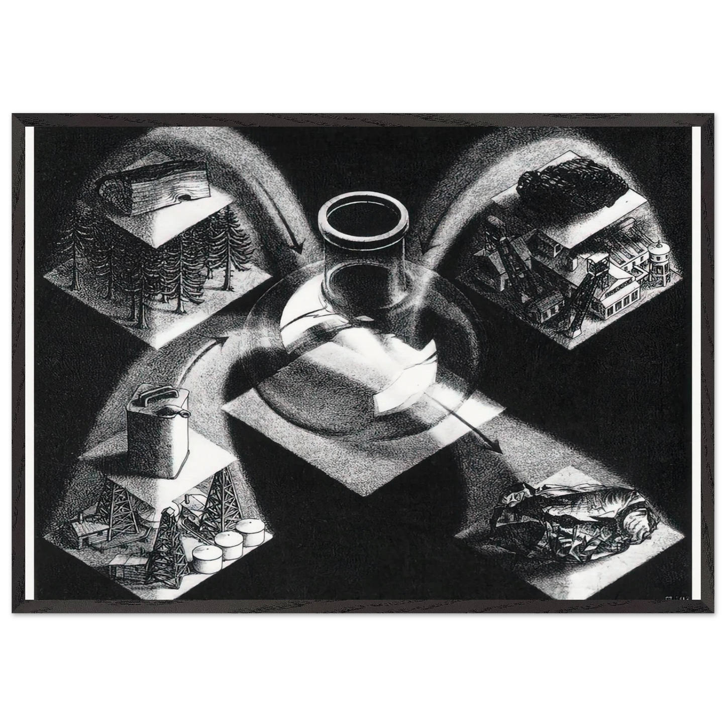 SYNTHESIS - MC Escher 70x100 cm / 28x40 inches Framed Art Print – Black Wooden Frame | Maurits Cornelis Escher Prints
