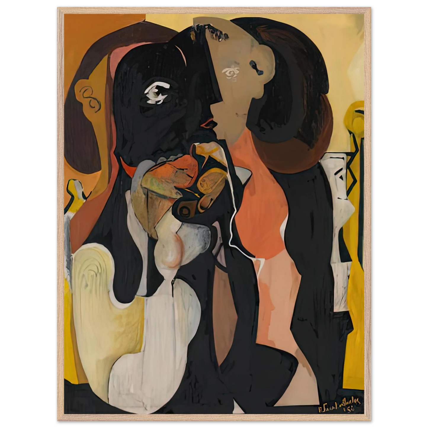 Helen Frankenthaler - Woman, 1950- Wall Art - 30x40 cm / 12x16 inches - Premium Wooden Framed Poster With Fine Art Paper-canvas - Black frame