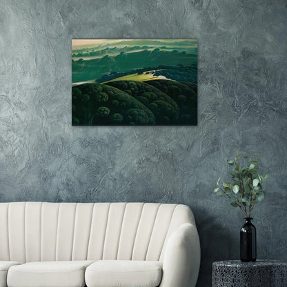 Morning Fog - Eyvind Earle Brushed Aluminum Print - 70x100 cm / 28x40 inches | Eyvind Earle Aluminum Print | Eyvind Earle Prints