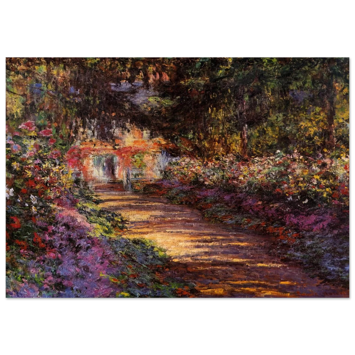 Pathway in Monet's Garden at Giverny - claude monet Brushed Aluminum Print - 70x100 cm / 28x40 inches | claude monet Aluminum Print | claude monet Prints