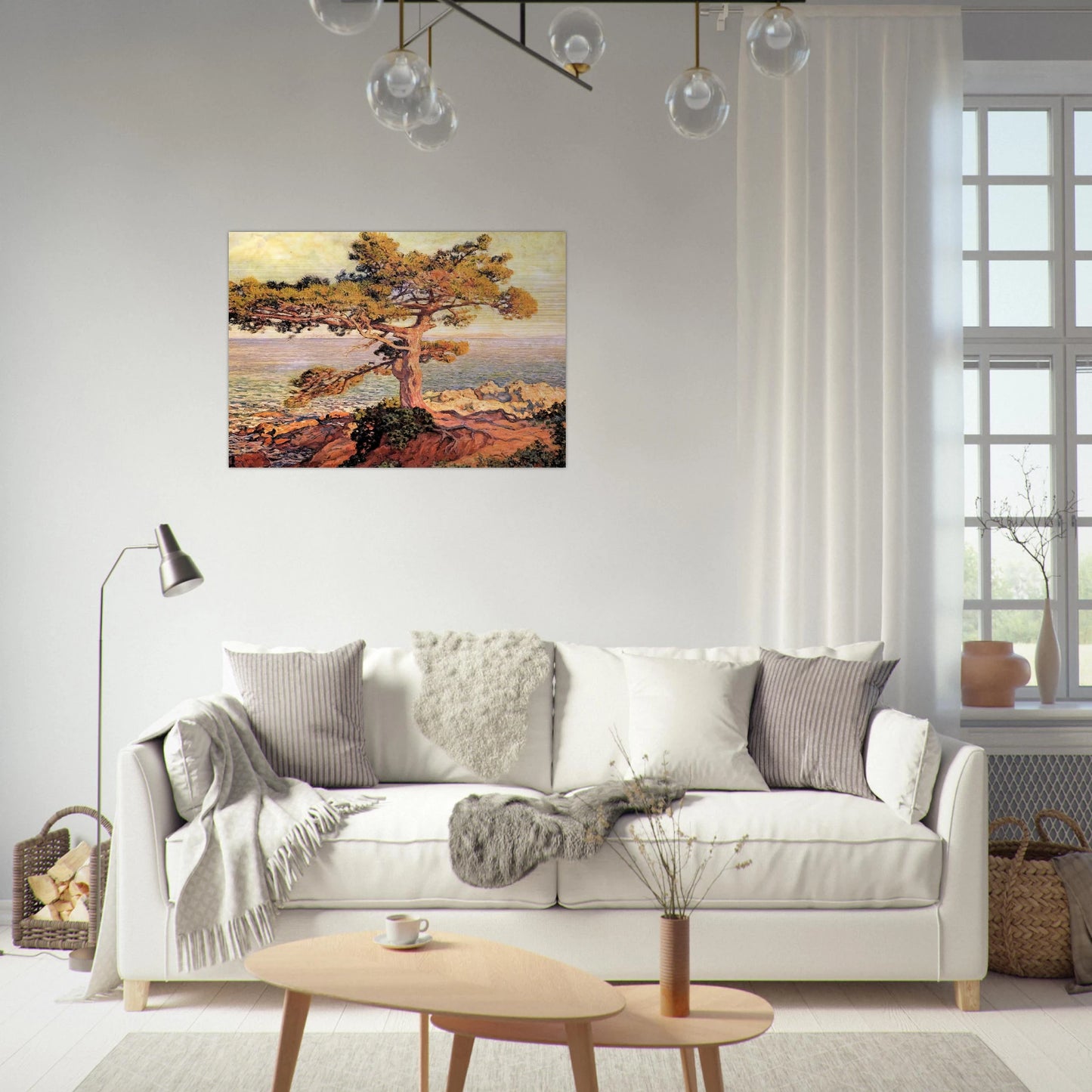 PINE BY THE MEDITERRANEAN SEA 1916 - Theo van Rysselberghe Brushed Aluminum Print - 70x100 cm / 28x40 inches | Theo van Rysselberghe Aluminum Print | Theo van Rysselberghe Prints