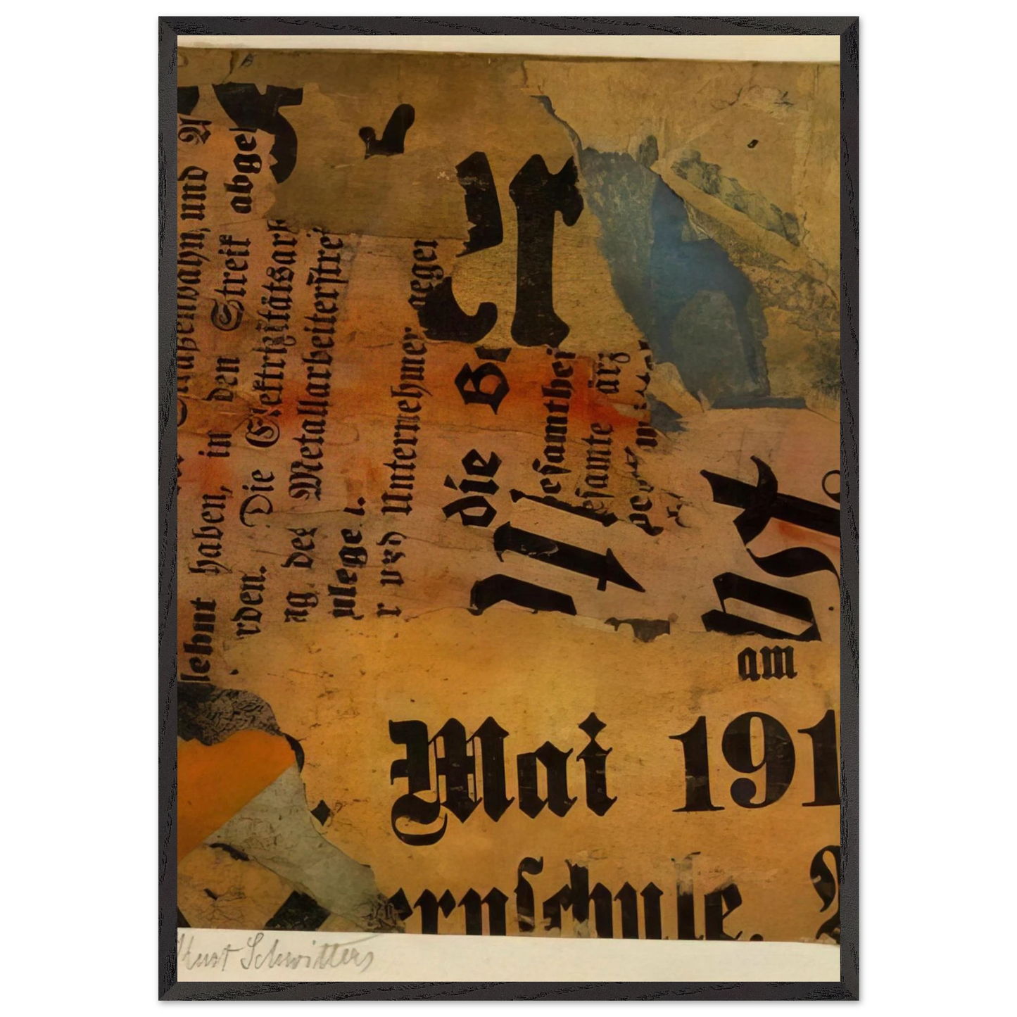 MAI 191 1919 - Kurt Schwitters 70x100 cm / 28x40 inches Framed Art Print – Black Wooden Frame