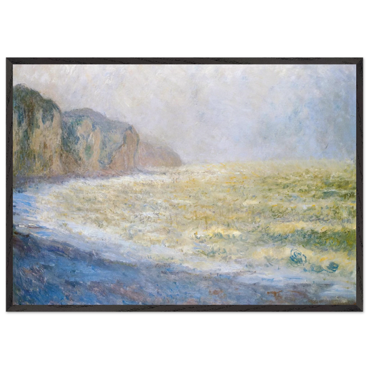 Cliff at Pourville - claude monet 70x100 cm / 28x40 inches Framed Art Print – Black Wooden Frame