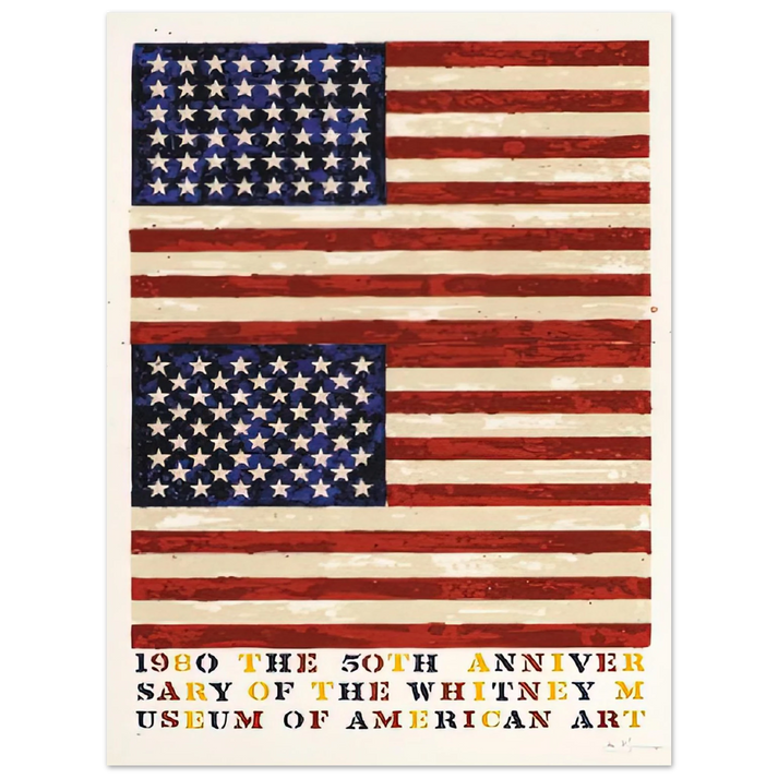 Jasper Johns - TWO FLAGS WHITNEY ANNIVERSARY ULAE 207 1980  75x100 cm / 30x40inches Fine Art Poster