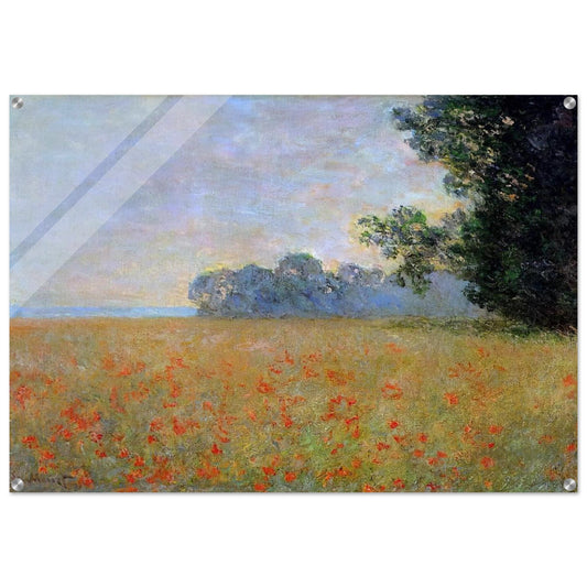 Oat and Poppy Field - claude monet Acrylic Print - 70x100 cm / 28x40″ inches | claude monet Wall Art | claude monet Prints