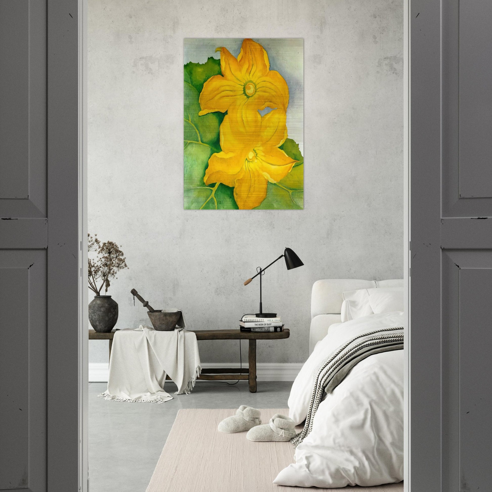 Squash Blossoms I - Georgia O'Keeffe Brushed Aluminum Print - 70x100 cm / 28x40 inches | Georgia O'Keeffe Aluminum Print | Georgia O'Keeffe Prints