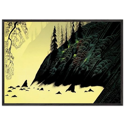 Spruce Redwood and Pine - Eyvind Earle 70x100 cm / 28x40 inches Framed Art Print – Black Wooden Frame