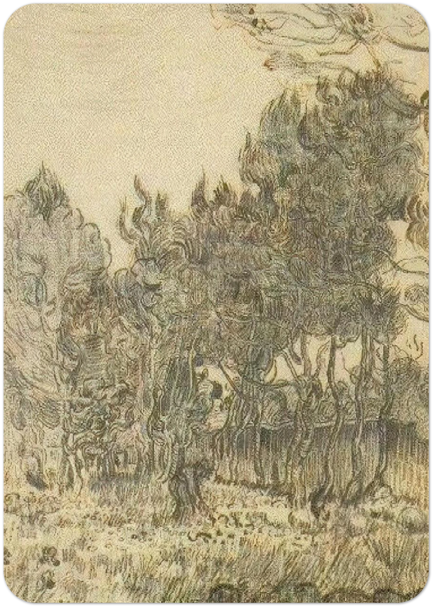 Pine Trees near the Wall of the Asylum By Vincent van Gogh Pack of 10 Post Cards | Vincent van Gogh Post Cards | A6 (10.5 x 14.8 cm) - 4.1 x 5.8 inches