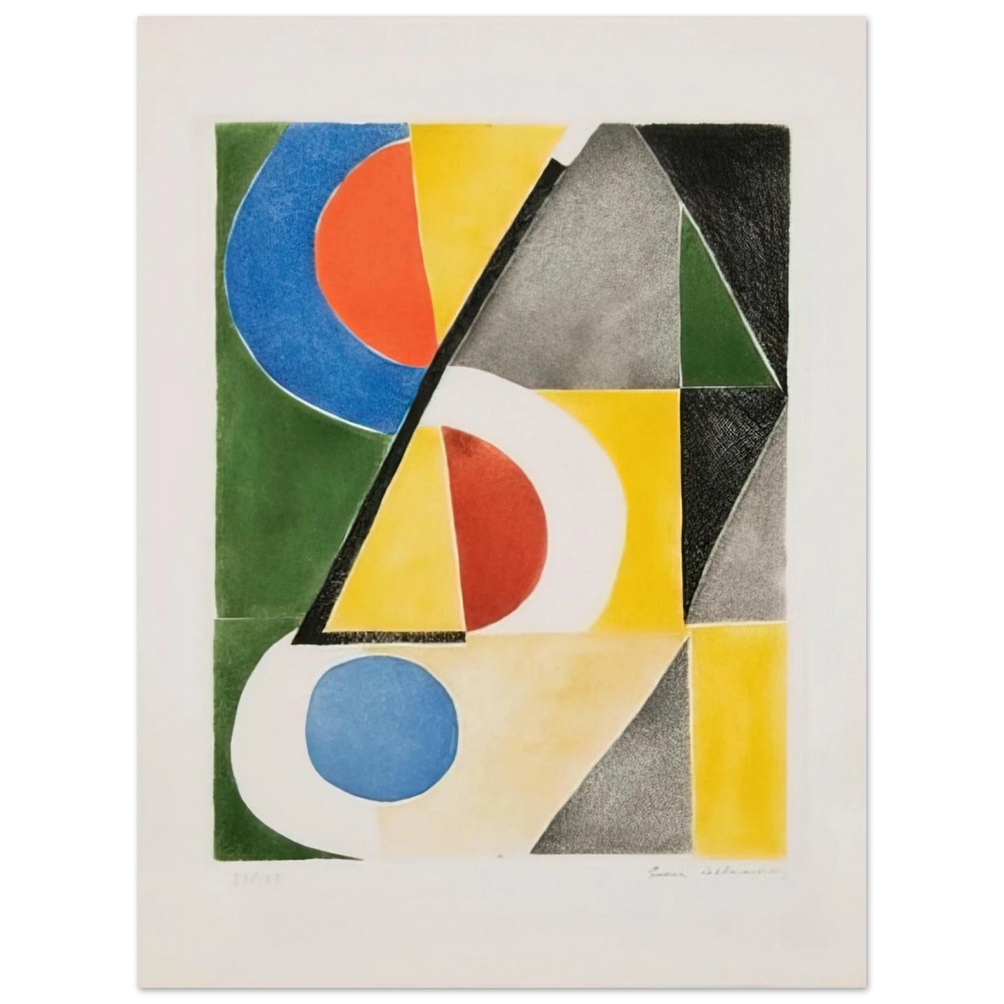 Sonia Delaunay - ABSTRACT COMPOSITION WITH TRIANGLES AND SEMICIRCLES  75x100 cm / 30x40inches Fine Art Poster