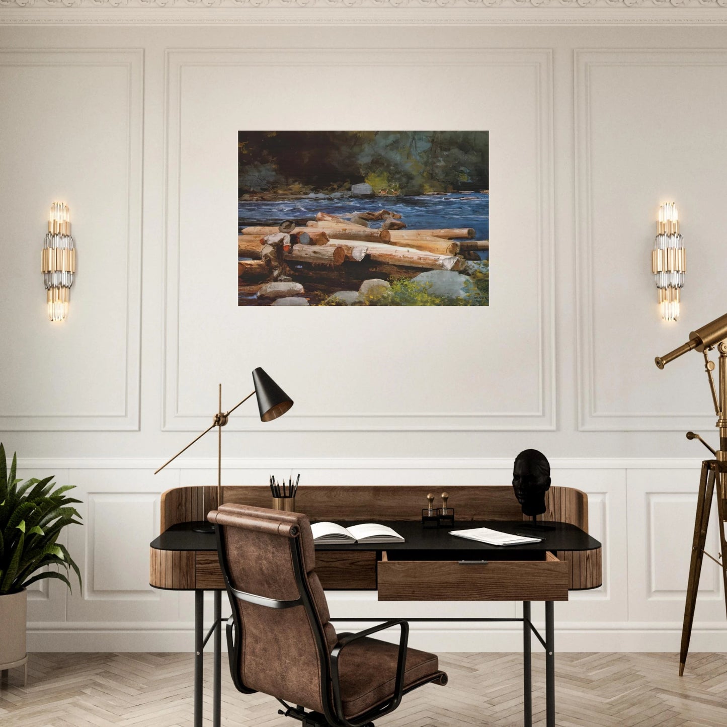HUDSON RIVER - Winslow Homer Brushed Aluminum Print - 70x100 cm / 28x40 inches | Winslow Homer Aluminum Print | Winslow Homer Prints