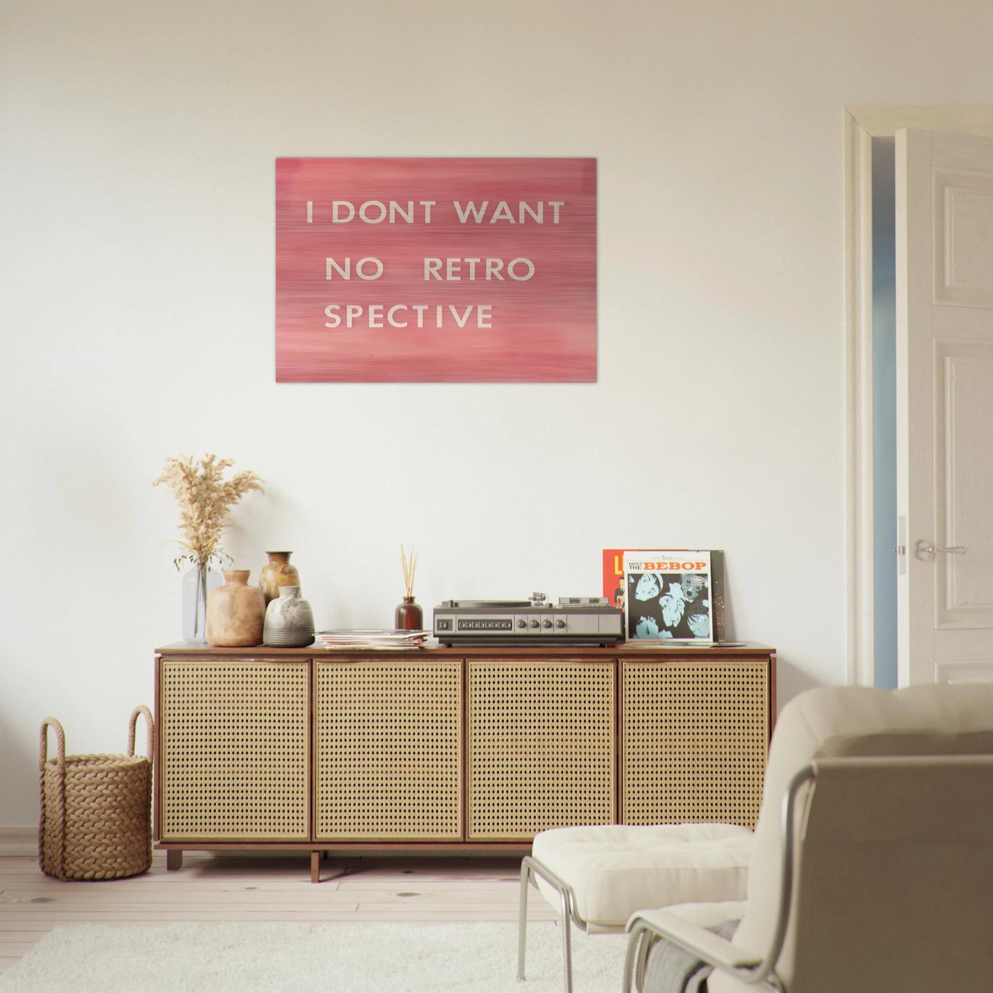 I DON T WANT NO RETRO SPECTIVE 1979 - Edward Ruscha Brushed Aluminum Print - 70x100 cm / 28x40 inches | Edward Ruscha Aluminum Print | Edward Ruscha Prints