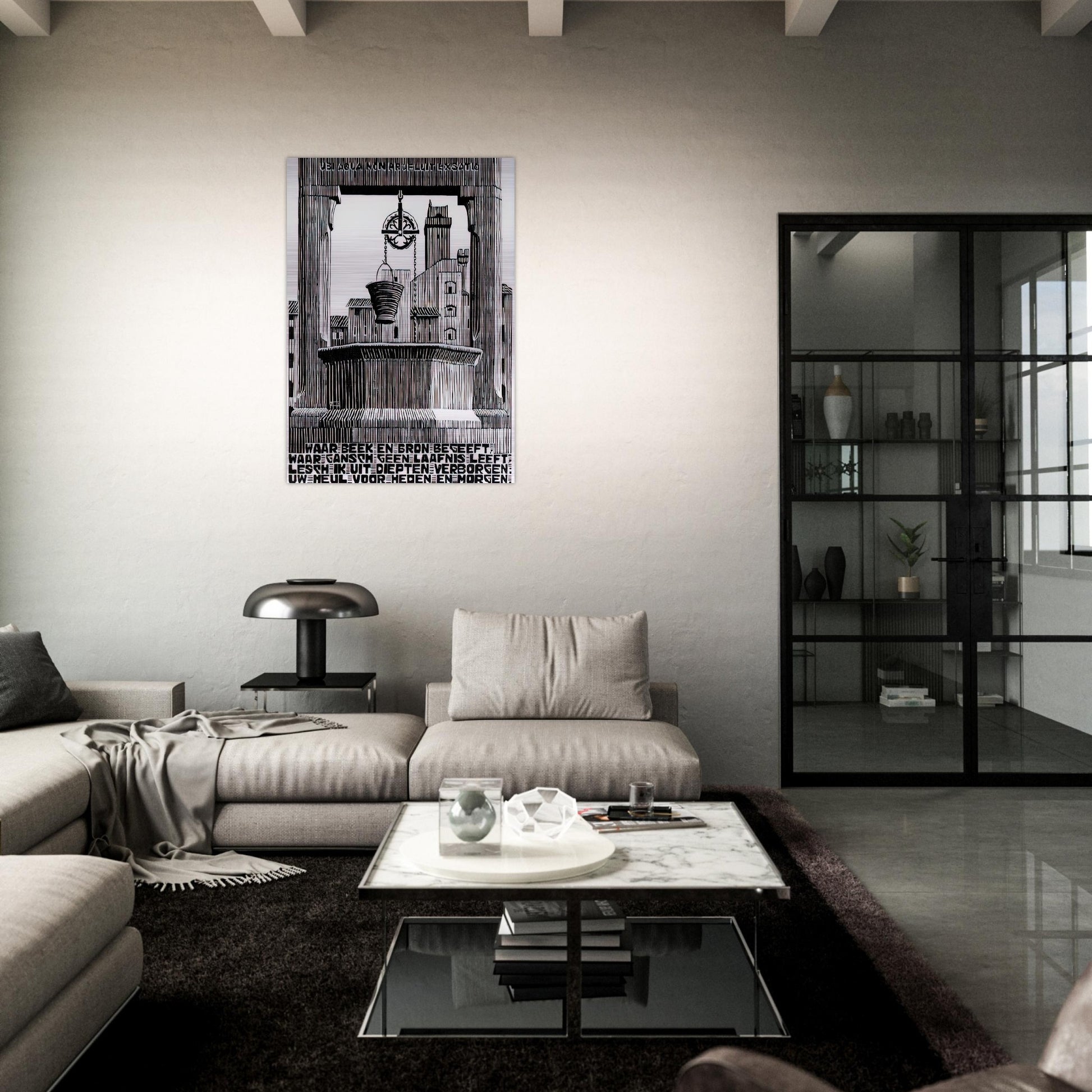 EMBLEMATA WELL - MC Escher Brushed Aluminum Print - 70x100 cm / 28x40 inches | MC Escher Aluminum Print | MC Escher Prints