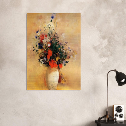 FLOWERS IN A BLUE VASE - Odilon Redon Brushed Aluminum Print - 70x100 cm / 28x40 inches | Odilon Redon Aluminum Print | Odilon Redon Prints