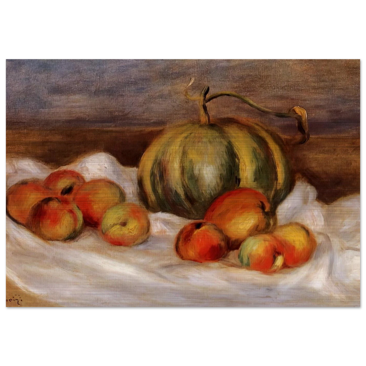 Still Life with Cantalope and Peaches - Pierre-Auguste Renoir Brushed Aluminum Print - 70x100 cm / 28x40 inches | Pierre-Auguste Renoir Aluminum Print | Pierre-Auguste Renoir Prints