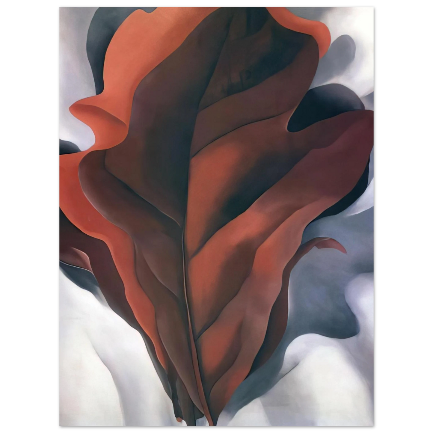 Georgia O'Keeffe - Large Dark Red Leaves on White Fine Art Poster