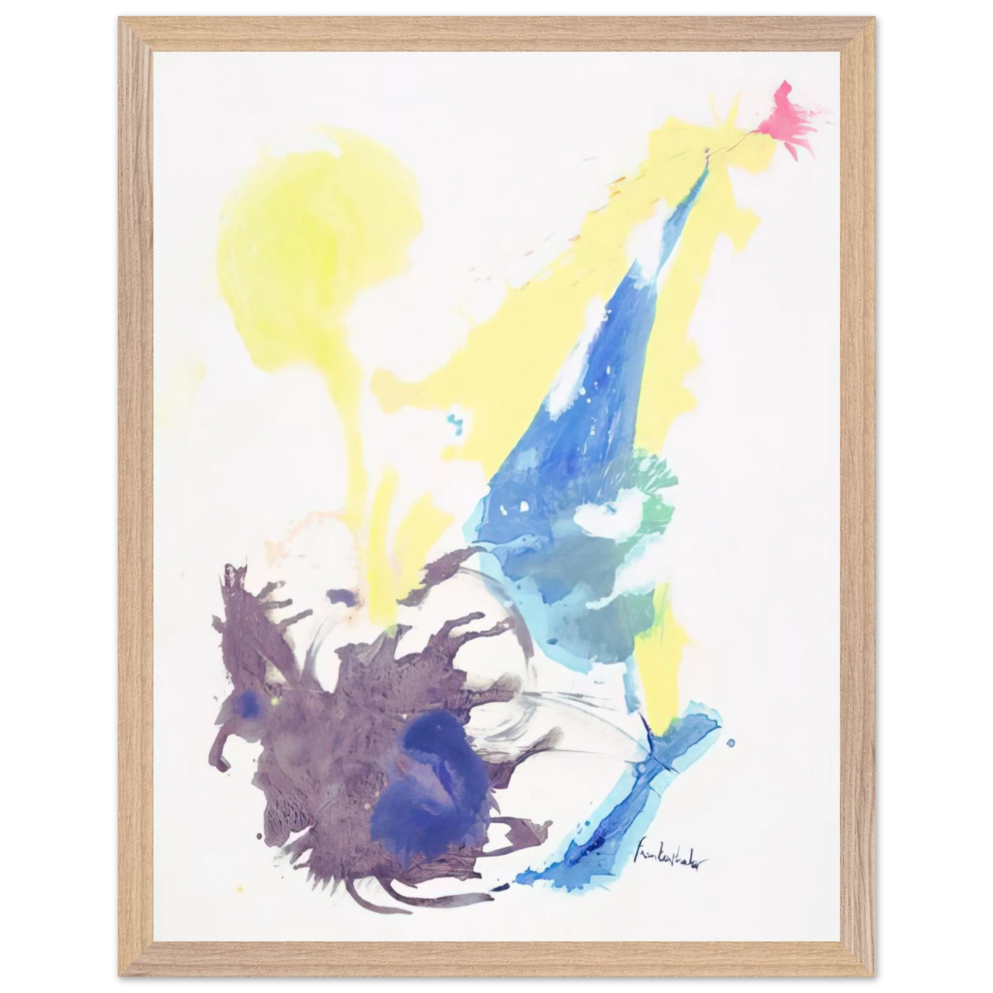 Helen Frankenthaler - Moving Day - 1961 Wall art - 28x43  cm / XL (11x17 inches) - Premium Wooden Framed Poster With Fine Art Paper-canvas - Wood frame