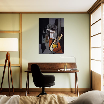 STILL LIFE WITH NEWSPAPER 1916 1 - Juan Gris Brushed Aluminum Print - 70x100 cm / 28x40 inches | Juan Gris Aluminum Print | Juan Gris Prints