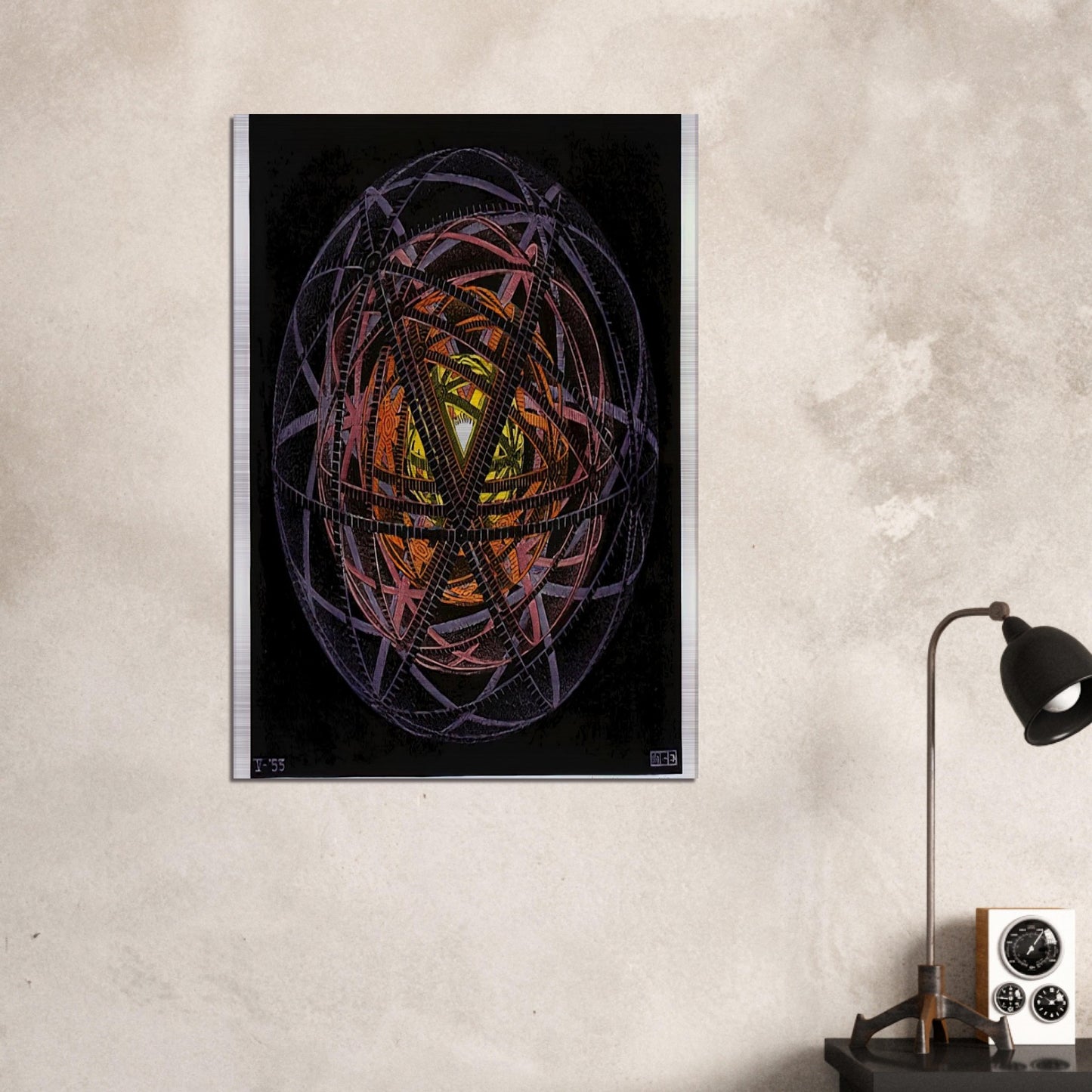 CONCENTRIC RINDS COLOUR - MC Escher Brushed Aluminum Print - 70x100 cm / 28x40 inches | MC Escher Aluminum Print | MC Escher Prints