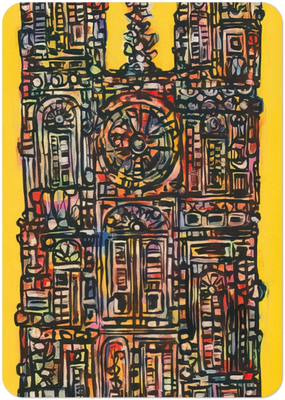 CATHEDRAL IN YELLOW 1961 By Rene Portocarrero Pack of 10 Post Cards | Rene Portocarrero Post Cards | A6 (10.5 x 14.8 cm) - 4.1 x 5.8 inches
