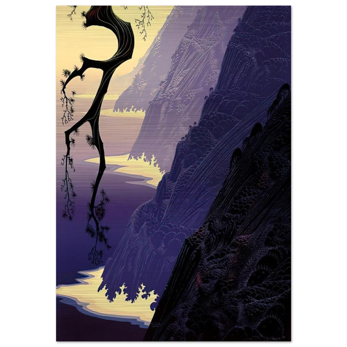 Purple Mist - Eyvind Earle Brushed Aluminum Print - 70x100 cm / 28x40 inches | Eyvind Earle Aluminum Print | Eyvind Earle Prints