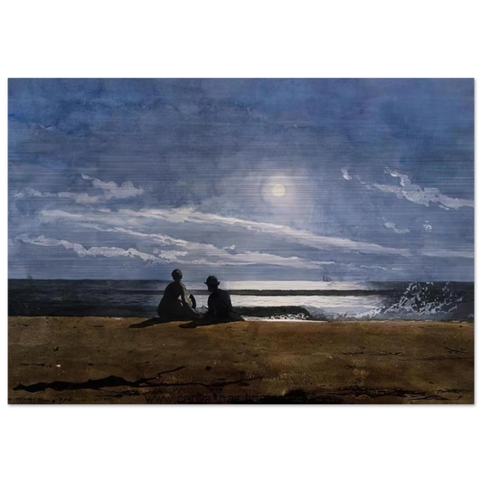 MOONLIGHT - Winslow Homer Brushed Aluminum Print - 70x100 cm / 28x40 inches | Winslow Homer Aluminum Print | Winslow Homer Prints