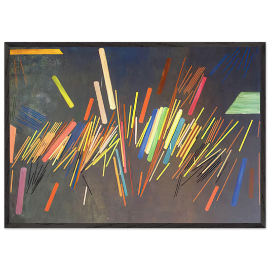 Green Line Painting - 1968 - Ronnie Landfield 70x100 cm / 28x40 inches Framed Art Print – Black Wooden Frame