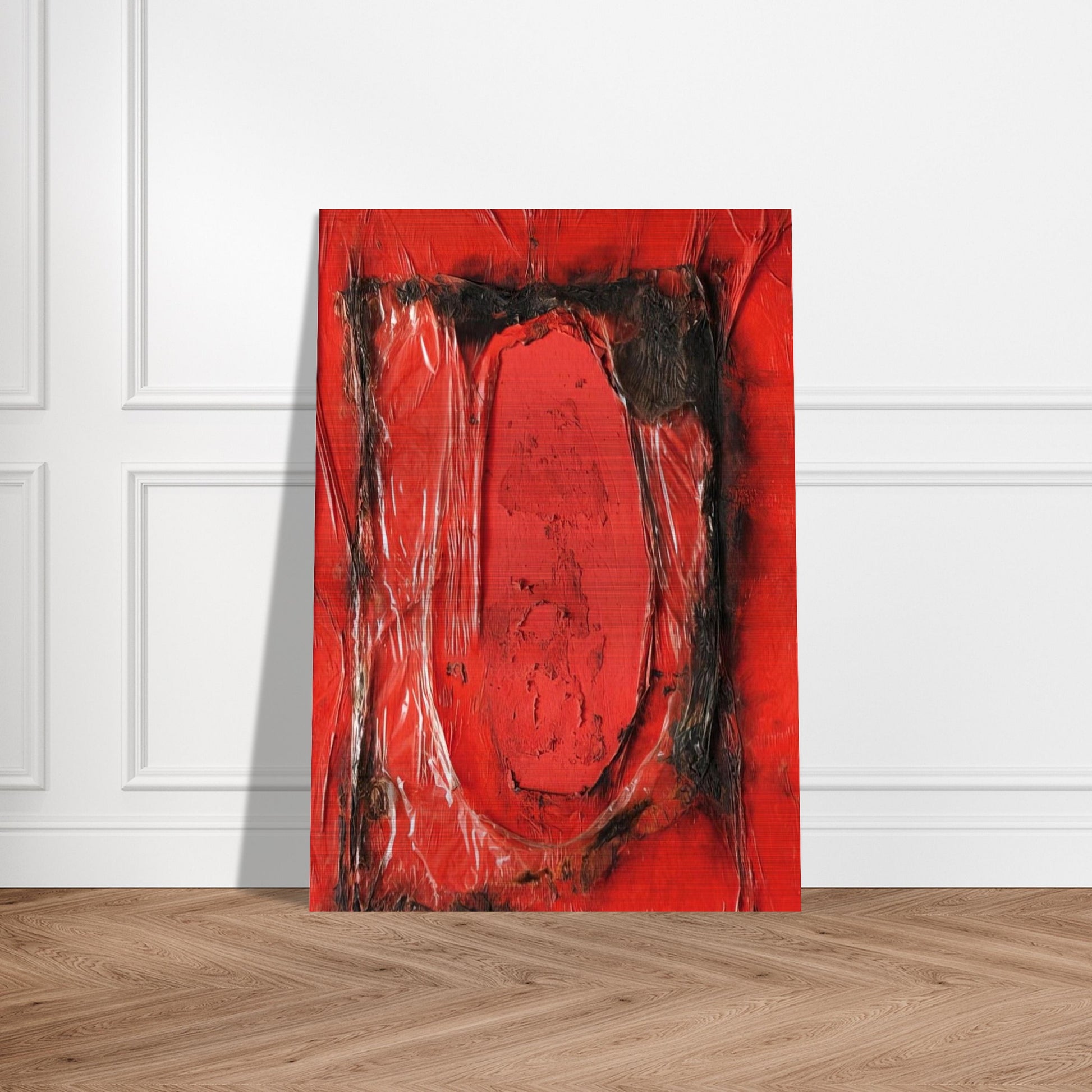 Red Plastic - 1961 - Alberto Burri Brushed Aluminum Print - 70x100 cm / 28x40 inches | Alberto Burri Aluminum Print | Alberto Burri Prints