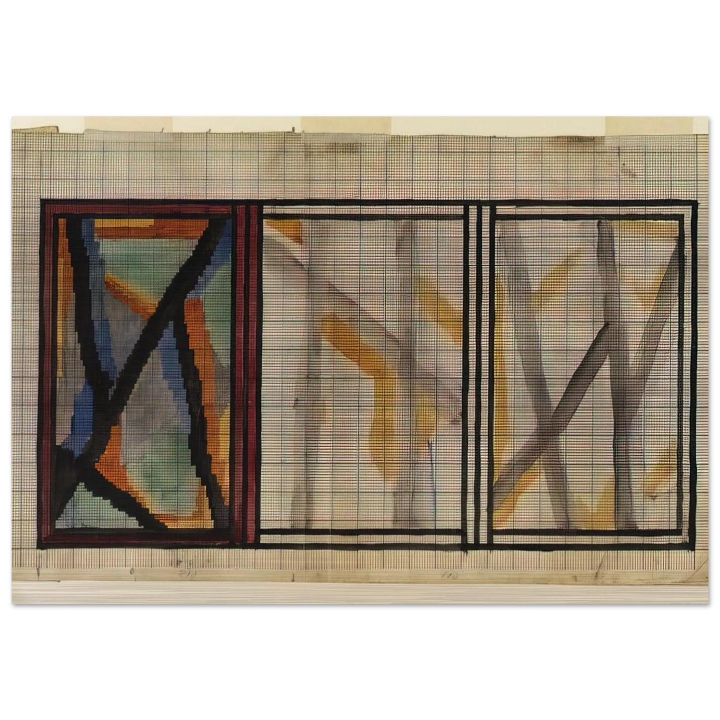 PRELIMINARY DESIGN FOR LADY HAMILTON RUG 1914 - Vanessa Bell Brushed Aluminum Print - 70x100 cm / 28x40 inches | Vanessa Bell Aluminum Print | Vanessa Bell Prints