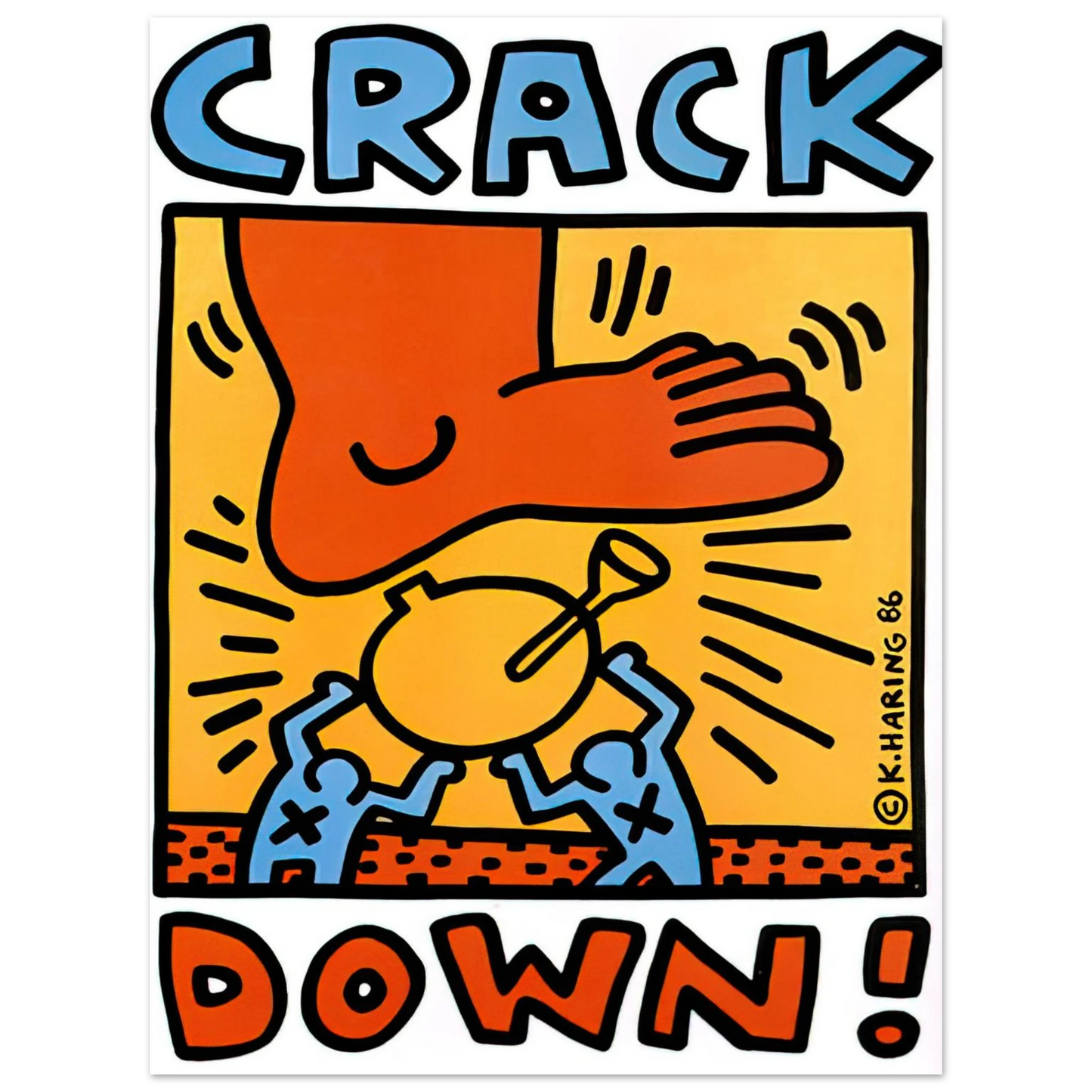 Keith Haring - CRACK DOWN 1986  75x100 cm / 30x40inches Fine Art Poster