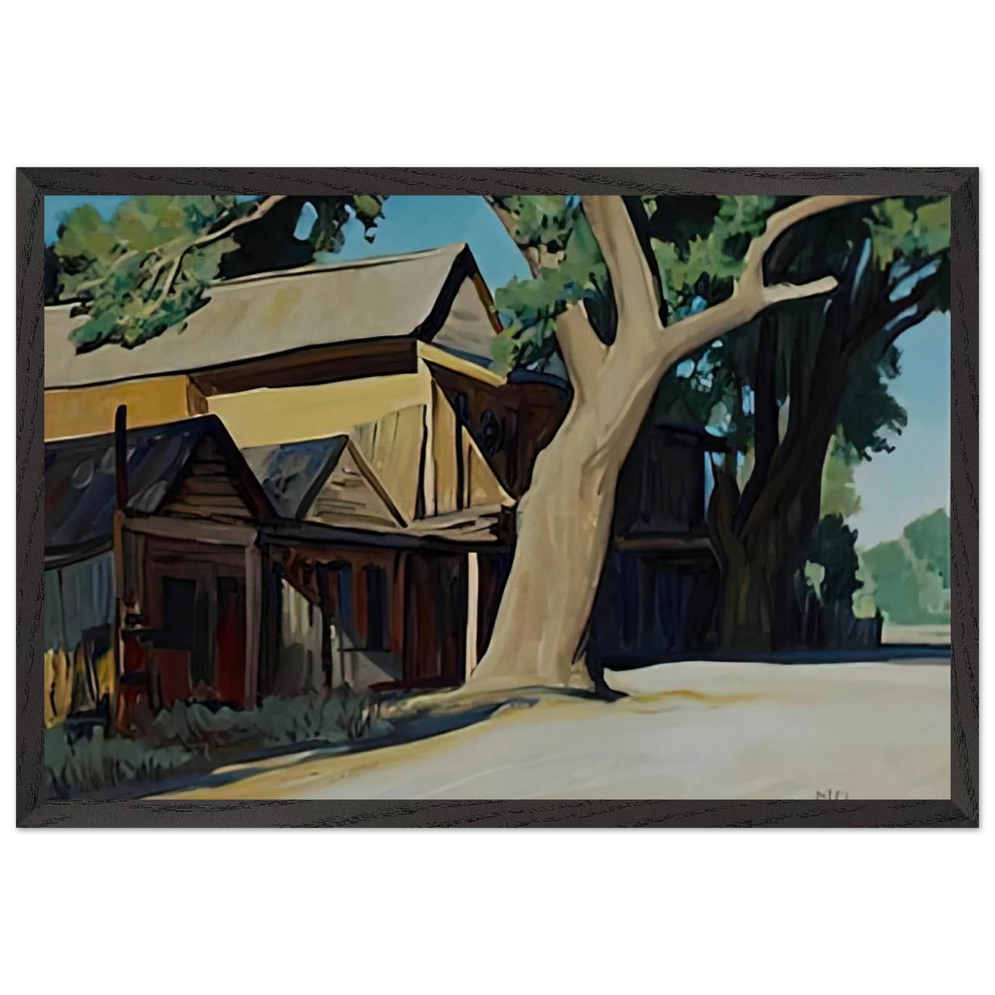 Maynard Dixon - OLD CHINATOWN CARSON CITY NEVADA 1937 Wall art - 27x35 cm / 11x14 inches - Premium Wooden Framed Poster With Fine Art Paper-canvas - Wood frame