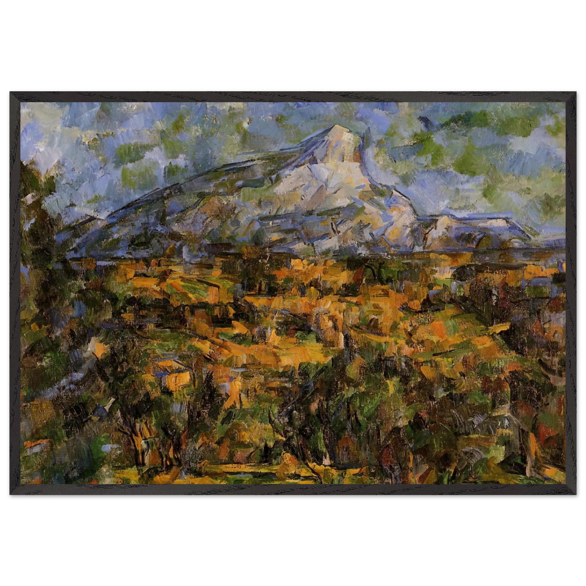 Mont Sainte-Victoire Seen from les Lauves - Paul Cezanne 70x100 cm / 28x40 inches Framed Art Print – Black Wooden Frame
