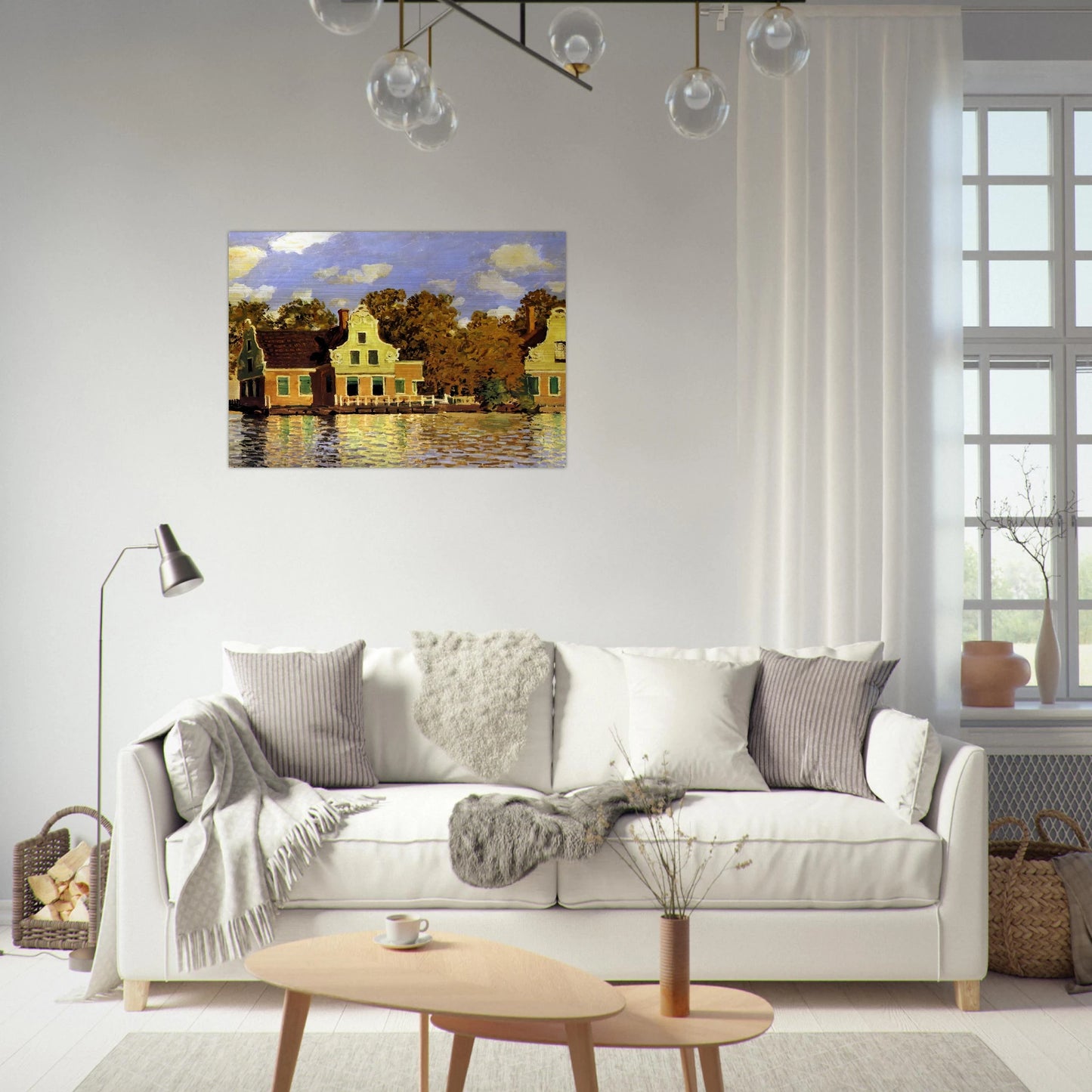 Houses on the Zaan River at Zaandam - claude monet Brushed Aluminum Print - 70x100 cm / 28x40 inches | claude monet Aluminum Print | claude monet Prints